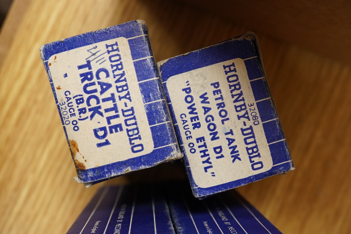 A collection of Hornby Dublo railway for 3-rail running, including two locomotives; an LMS Duchess of Athol 4-6-2, locomotive box, tender unboxed, and a boxed BR Standard Class 4 2-6-4T, 80054, together with five boxed b